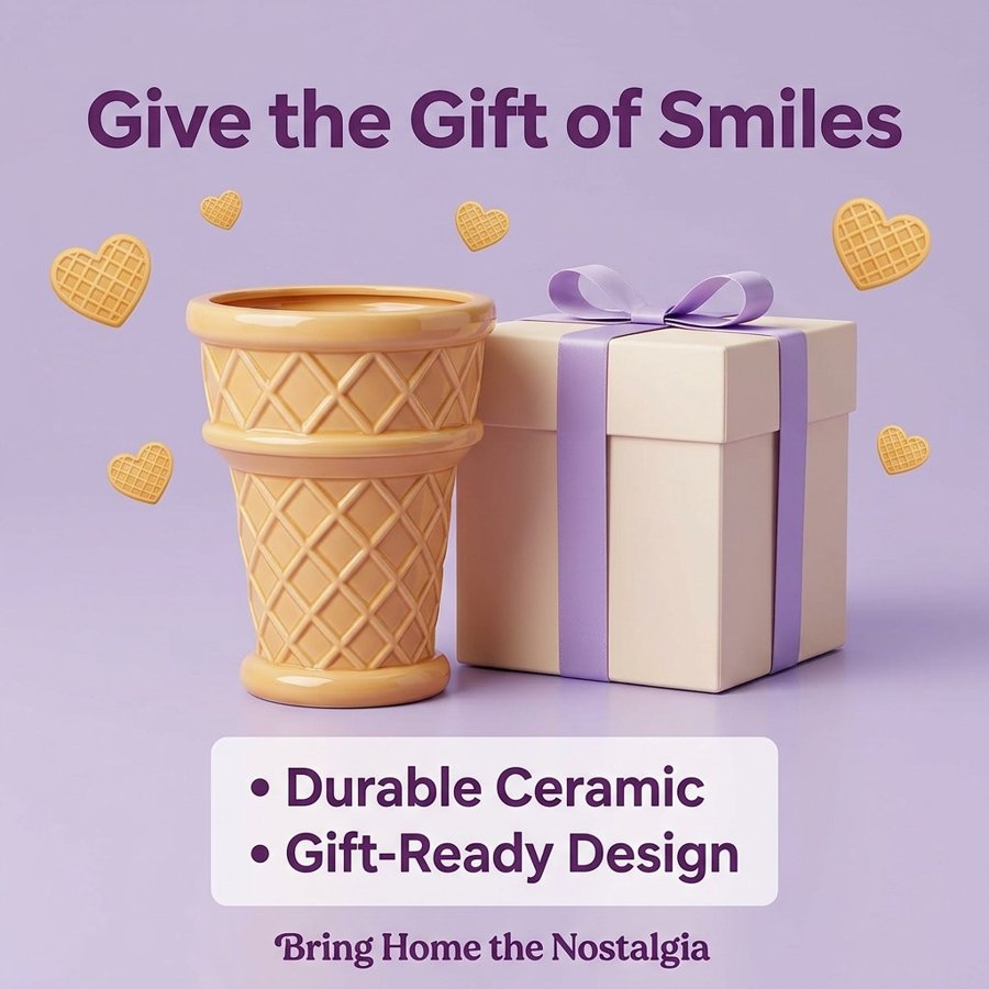 Gift image: the planter beside a wrapped box, "Durable Ceramic" and "Gift-Ready Design"