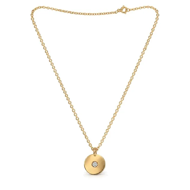 Main image of the disc pendant necklace on a white background