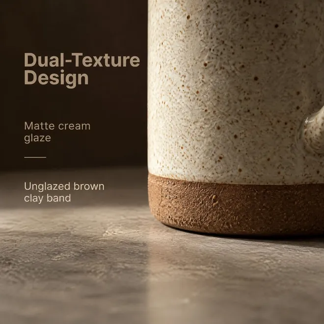 Infographic ReddStudio made: the glaze and the bare clay band up close